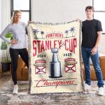 Northwest Florida Panthers 2025 Stanley Cup Champions Recorded Woven Tapestry Throw Blanket – Official NHL, 48 x 60 Inches, Decorative Fringed Edges, Soft Polyester, Team Logo, Championship Gift
