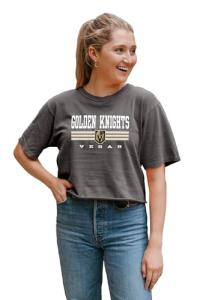 Vegas Golden Knights NHL Officially Licensed Women's Crop Top T-Shirt Ringspun Team Color, Large