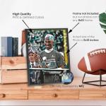 Philadelphia Eagles Jalen Hurts Holds The S.B. Trophy After Winning The 2025 Championship Game ! 8x10 Photo Poster. - Valentines Day, Birthday, Fathers Day, Or Christmas Gifts For Men, Dad, And Husband