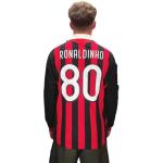 Milan Ronaldinho #80 Retro 09/10 Long Sleeve Soccer Jersey for Men Fan Version (US, Alpha, Small, Regular, Regular, Retro)