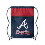FOCO MLB Officially Licensed Unisex Team Color Baseball Primary Logo Wordmark Drawstring Backpack With Zippered Pocket - Atlanta Braves