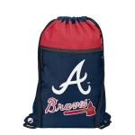 FOCO MLB Officially Licensed Unisex Team Color Baseball Primary Logo Wordmark Drawstring Backpack With Zippered Pocket - Atlanta Braves