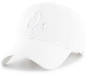 47 Brand MLB White White Primary Logo Clean Up Adjustable Baseball Cap Hat, Adult One Size Fits All - Baltimore Orioles White