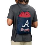 FOCO MLB Officially Licensed Unisex Team Color Baseball Primary Logo Wordmark Drawstring Backpack With Zippered Pocket - Atlanta Braves