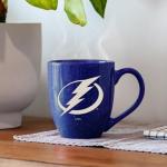 Rico Industries NHL Hockey Tampa Bay Lightning Royal Blue 16 oz Team Color Laser Engraved Speckled Ceramic Coffee Mug