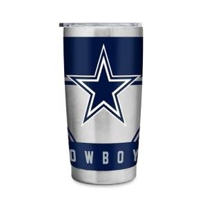 Rico Industries NFL Football Dallas Cowboys 20oz Stainless Steel Tumbler with Lid - Great For Coffee, Tea, Water or Cocktails