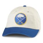AMERICAN NEEDLE Buffalo Sabres Officially Licensed NHL Blue Line Adjustable Snapback Baseball Hat, Ivory/Royal (EM004A-BUS-IROY)