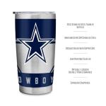 Rico Industries NFL Football Dallas Cowboys 20oz Stainless Steel Tumbler with Lid - Great For Coffee, Tea, Water or Cocktails