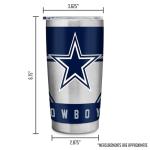 Rico Industries NFL Football Dallas Cowboys 20oz Stainless Steel Tumbler with Lid - Great For Coffee, Tea, Water or Cocktails