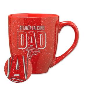 Rico Industries NFL Football Atlanta Falcons Dad Red 16 oz Team Color Laser Engraved Speckled Ceramic Coffee Mug