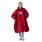 Northwest NFL San Francisco 49ers Lightweight Waterproof Pullover Poncho with Hood and Mesh Storage Bag, Compact Rain Gear for Hiking, Camping, Travel, Festivals, and Outdoor Activities Red