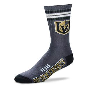 For Bare Feet NHL Vegas Golden Knights 4 Stripe Deuce Crew Sock Team Color YOUTH