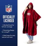 Northwest NFL San Francisco 49ers Lightweight Waterproof Pullover Poncho with Hood and Mesh Storage Bag, Compact Rain Gear for Hiking, Camping, Travel, Festivals, and Outdoor Activities Red