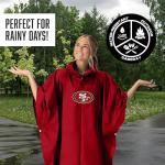 Northwest NFL San Francisco 49ers Lightweight Waterproof Pullover Poncho with Hood and Mesh Storage Bag, Compact Rain Gear for Hiking, Camping, Travel, Festivals, and Outdoor Activities Red