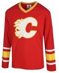 NHL Kids Youth 4-20 Official Power Play Long Sleeve Team Jersey (US, Numeric, 8, Calgary Flames - Red, Calgary Flames)