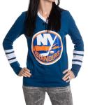 Calhoun NHL Women's V-Neck Varsity Long Sleeve Shirt (New York Islanders, X-Large)