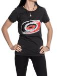 Calhoun NHL Surf & Skate Women's Distressed Print Fitted Crew Neck Premium T-Shirt (Carolina Hurricanes, Small)