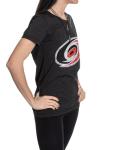 Calhoun NHL Surf & Skate Women's Distressed Print Fitted Crew Neck Premium T-Shirt (Carolina Hurricanes, Small)