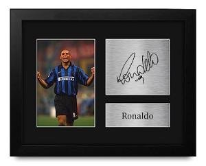 HWC Trading Ronaldo Inter Milan Framed Gifts Printed Signed Autograph Picture for Football Fans and Supporters - US Letter Size