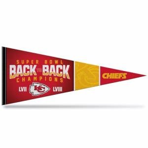 Rico Industries NFL Football Kansas City Chiefs Back to Back Champs 12" x 30" Felt Wall Décor Pennant - Great for Home/Bed Room/Man Cave Décor