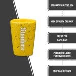 Rico Industries NFL Football Pittsburgh Steelers 2oz Ceramic Shot Glass for Fans, Laser Engraved In Team Color Single Shot Glass