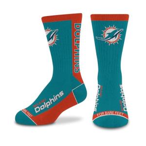 For Bare Feet NFL MIAMI DOLPHINS MVP Crew Sock Team Color Youth