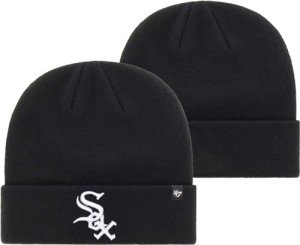 '47 MLB Unisex-Adult Primary Logo Cuffed Knit Primary Logo Team Color Beanie Hat Cold Weather Hat, One Size (Chicago White Sox Black)