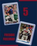 Freddie Freeman Baseball Cards (5) ASSORTED Atlanta Braves Trading Card and Wristbands Gift Bundle