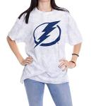 Calhoun NHL Womens Oversized Loose Fit Drop Shoulder Tie Dye Crewneck Short Sleeve T-Shirt (Tampa Bay Lightning, Small/Medium)