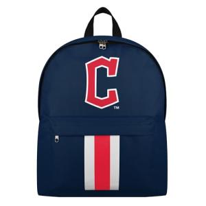 FOCO MLB Officially Licensed Team Color Primary Logo Solid Stripe Baseball School Bag Travel Backpack - Cleveland Guardians - Navy