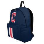 FOCO MLB Officially Licensed Team Color Primary Logo Solid Stripe Baseball School Bag Travel Backpack - Cleveland Guardians - Navy