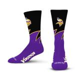 For Bare Feet NFL MINNESOTA VIKINGS Black Wave Crew Sock Team Color LARGE