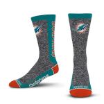 For Bare Feet NFL MIAMI DOLPHINS Marble MVP Crew Sock Team Color LARGE
