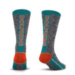 For Bare Feet NFL MIAMI DOLPHINS Marble MVP Crew Sock Team Color LARGE