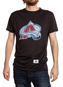 Calhoun NHL Mens Loose Fit Performance Rashguard Wicking Short Sleeve Shirt (Colorado Avalanche, X-Large)
