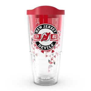 Tervis Classic Tritan 24oz Classic Tumbler with Travel Lid | NHL® New Jersey Devils® - Shatter | Made in America, BPA/PFAS Free, Keeps Drinks Hot or Cold