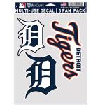 MLB Detroit Tigers Decal Multi Use Fan 3 Pack, Team Colors, One Size