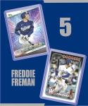 Freddie Freeman (5) Assorted Baseball Cards Gift Pack; Los Angeles Dodgers
