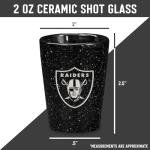 Rico Industries NFL Football Las Vegas Raiders 2oz Ceramic Shot Glass for Fans, Laser Engraved In Team Color Single Shot Glass