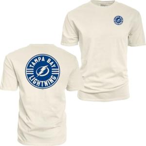 Tampa Bay Lightning NHL Officially Licensed T-Shirt Ringspun Front/Back Ivory Puck, Large