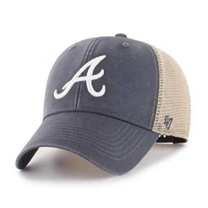 47 Brand MLB Team Color Flagship Mesh Trucker Primary Logo MVP Adjustable Structure Baseball Cap Hat, Adult One Size Fits All - Atlanta Braves Navy