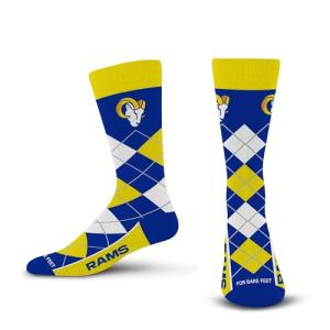 For Bare Feet NFL LOS ANGELES RAMS Argyle Remix Premium Dress Sock Team Color OSFM