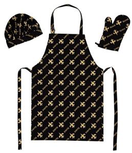 Northwest NFL New Orleans Saints 3-Piece Apron, Oven Mitt and Chef Hat Set, One Size, Team Colors