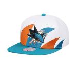 Mitchell & Ness San Jose Sharks New NHL Vintage Sharktooth White Black Teal Snapback Era Hat Cap