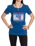 Calhoun NHL Womens Acid Wash Round Neck Block Logo T-Shirt (New York Rangers, Large)