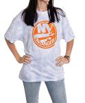 Calhoun NHL Womens Oversized Loose Fit Drop Shoulder Tie Dye Crewneck Short Sleeve T-Shirt (New York Islanders, Small/Medium)