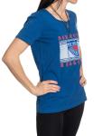 Calhoun NHL Womens Acid Wash Round Neck Block Logo T-Shirt (New York Rangers, Large)