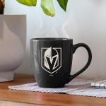 Rico Industries NHL Hockey Vegas Golden Knights Black 16 oz Team Color Laser Engraved Speckled Ceramic Coffee Mug