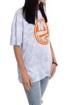 Calhoun NHL Womens Oversized Loose Fit Drop Shoulder Tie Dye Crewneck Short Sleeve T-Shirt (New York Islanders, Small/Medium)
