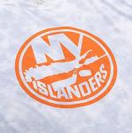 Calhoun NHL Womens Oversized Loose Fit Drop Shoulder Tie Dye Crewneck Short Sleeve T-Shirt (New York Islanders, Small/Medium)